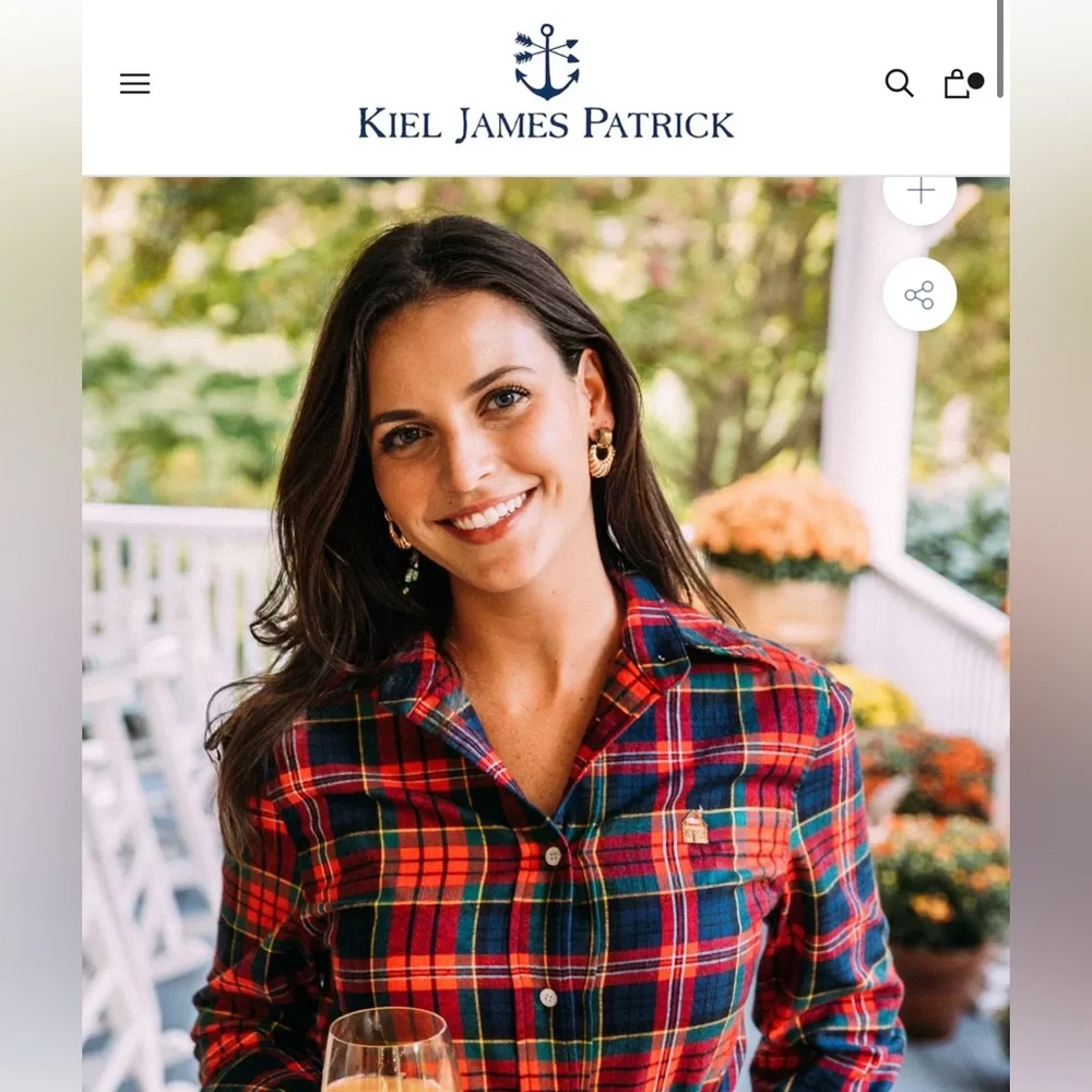 Kiel James Patrick Red and Green Plaid Long Sleeve Dress - Picture 6 of 11